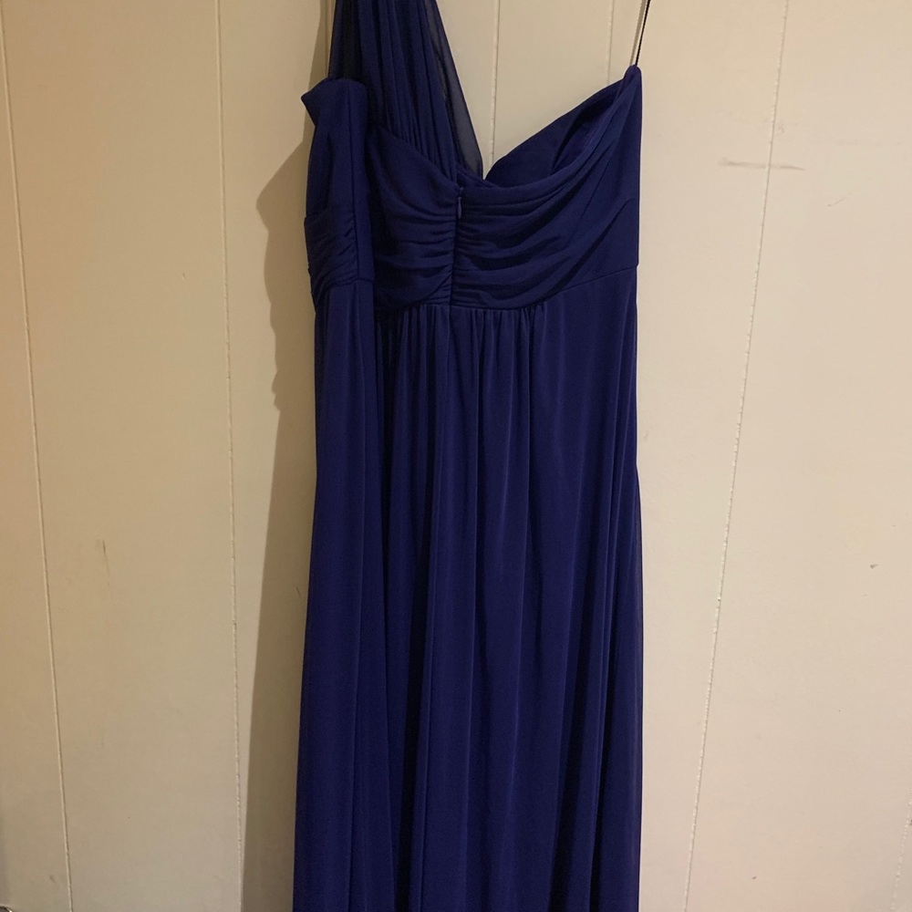 One strap blue dress